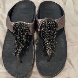 Elegant Pewter Beaded Women Sandals